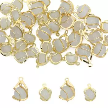 Подвески Опаловые бусины Медь гальваническое из золота 585 пробы 2шт/пакет 8mm*2pcs