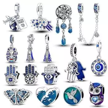 Подвески Plata De Ley 925, серебряная подвеска с голубыми глазами и девственницей, подвеска в виде океана, оригинальная подвеска, подходит для женщин, юбилейные ювелирные изделия «сделай сам» белый