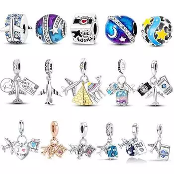 Подвески Plata De Ley из стерлингового серебра 925 пробы для путешествий, серия самолетов, подвески, подходят для оригинального браслета, изготовление ювелирных изделий своими руками, подарок для женщин белый