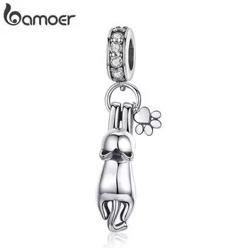 Подвески-подвески BAMOER с липкими кошачьими следами подходят для женских браслетов