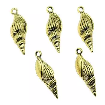 Подвески-раковины 22x7 мм, ювелирные изделия цвета античного золота: WYISYWG 5 шт.