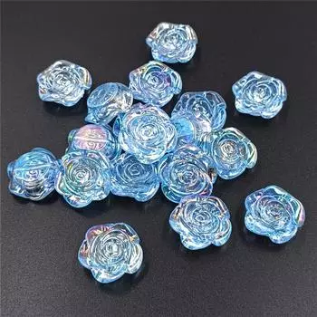 Подвески Розовые Бусины Мода Креативный AB Магический Цвет Для Изготовления Браслетов Ожерелий Плоское Дно Перфорированные 10 Шт. Цветок DIY Ювелирные Аксессуары бусины синий