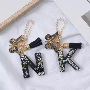 Подвески с буквами AZ, черная бабочка, кисточка, инициал, брелок с именем, персонализированная ручка, подвесное украшение, модная сумка, кулон A