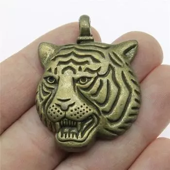 Подвески с изображением тигра и льва, подвески для ногтей, популярные винтажные украшения