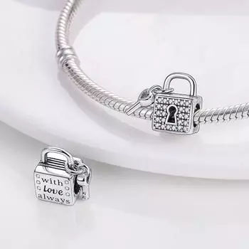 Подвески с ключами и замками для любви, бусины, подходят для оригинального брендового браслета, сделай сам, ювелирные изделия, подарок для жены, любовника