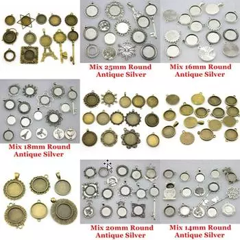 Подвески с круглой основой для изготовления ювелирных изделий. Принадлежности ручной работы для ювелирных изделий. Подвеска своими руками.