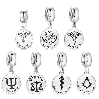 Подвески с символами психологии, бусины из стерлингового серебра 925 пробы, подвески для изготовления ювелирных изделий, оригинальные дизайнерские браслеты с подвесками Psicologia