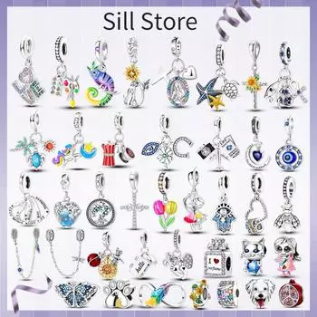 Подвески-шармы «Хамелеон-светлячок» подходят для модных оригинальных браслетов из стерлингового серебра 925 пробы с бусинами-лапками и подвесками в виде подсолнуха, ювелирные изделия с подвеской «Злые глаза» SEC745