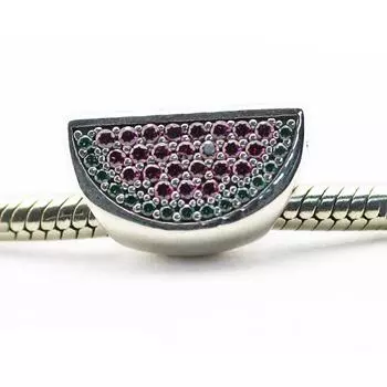 Подвески в виде арбуза, стерлингового серебра 925 пробы, хрустальные бусины для изготовления ювелирных изделий, подходят для оригинального браслета, серебро 925 пробы