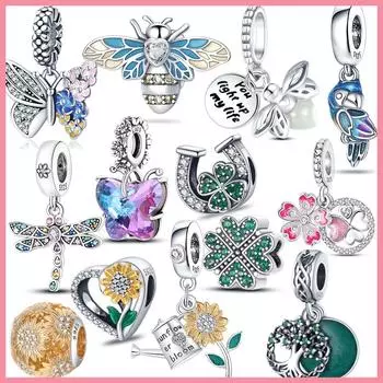 925 Цветок Бабочка Подвески Лето Gulf Abalorios Plata De Ley Fit 3 мм 925 Оригинальный Браслет Для Женщин Ювелирные Изделия