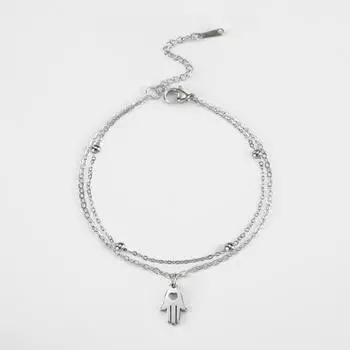 Подвески в виде сердечек для ног, браслет для женщин, модные бусины в виде сердечек из нержавеющей стали, двухслойные браслеты-цепочки, ювелирные изделия, подарки