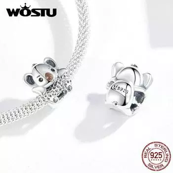 Подвески WOSTU S925 Baby Koala из бусин подходят к оригинальному браслету HCC2504