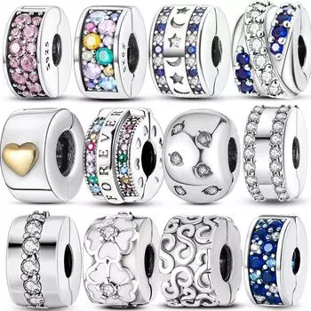 Подвески-застежки с зажимом, бусины из стерлингового серебра 925 пробы, подходят оригинальные подвески, браслет, ожерелье, женские ювелирные изделия, подарочные браслеты