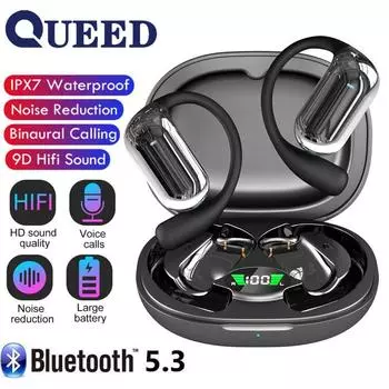 Подвесная Bluetooth-гарнитура ушного типа с беспроводным шумоподавлением без костной проводимости открыта и не может проникнуть в ухо Новые спортивные наушники для бега чёрный