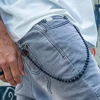 Подвесная цепь для брюк, топов, сумок, винтажных брюк в стиле хип-хоп, украшенных бисером, самодельных украшений, аксессуаров для одежды унисекс чёрный