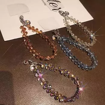 Подвесная цепочка в виде капли воды, шнурок для телефона, роскошная короткая подвесная цепочка, расшитая вручную бисером, подвеска для ношения в руке