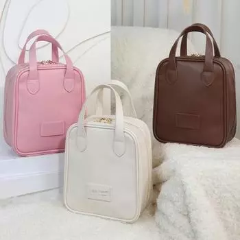 Подвесная дорожная косметичка большой емкости, косметичка с разделителем, водонепроницаемая косметичка из искусственной кожи, органайзер для туалетных принадлежностей на молнии белый