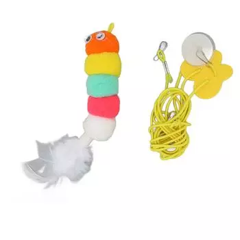 Подвесная дверная игрушка для кошек с перьями, самостоятельная игра, выдвижная подвесная интерактивная игрушка для кошек с перьями, дразнящая кошек