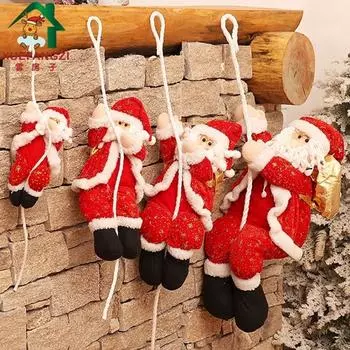 Подвесная елочная игрушка на веревке Merry Christmas, плюшевая кукла, игрушка Санта-Клаус, кукла Санта-Клауса 22CM