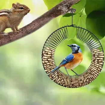 Подвесная гирлянда для диких птиц, кормушка для белок, венок большой емкости с крючком для легкой загрузки и доступа, стальная конструкция, кормушка для птиц зелёный