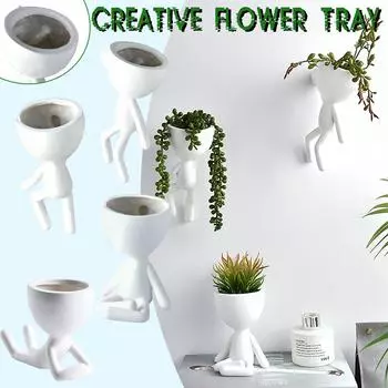 Подвесная художественная ваза из смолы, креативный настенный цветочный горшок, белый дизайн, настенный цветочный горшок Bedr белый