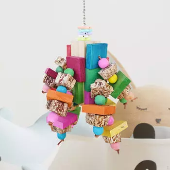 Подвесная игрушка для клетки для птиц Попугай Жевать Деревянные кубики Веселая игра Красочные Игрушки-подставки для птиц