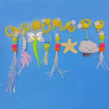 Подвесная игрушка для кошек, самоподъемный и снимающий нагрузку инструмент-головоломка, палка-дразнилка для кошек, выдвижные и прыгающие товары для животных из мультфильмов S белый