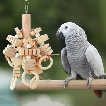 Подвесная игрушка для жевания птиц, деревянная грызущая веревка, клетка для попугаев, грызущая игрушка, скрежещущая зубами parrot toy