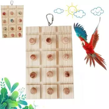 Подвесная игрушка-попугай-птица, интерактивная доска для ощипывания, устойчивая к укусам, деревянная жевательная головоломка, принадлежности для птиц