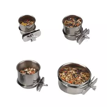 Подвесная клетка для птиц в Великобритании, миска для еды из нержавеющей стали, антипереворачивающаяся миска для попугаев, медь 5.5cm