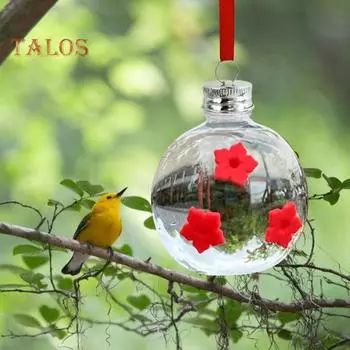 Подвесная кормушка для колибри, круглая, прозрачная, уличный диспенсер для воды в виде колибри с 3 отверстиями для цветов для украшения двора чистый