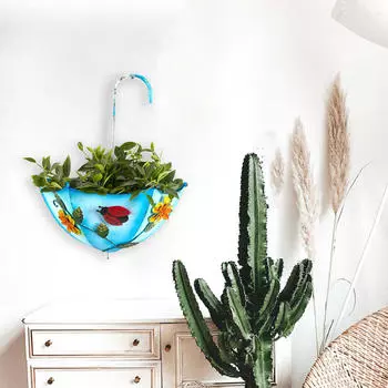 Подвесная кормушка для птиц в форме зонтика, металлический контейнер для еды для балкона Yellow