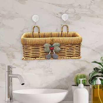 Подвесная корзина для хранения Имитация ротанга Портативное украшение Практичный контейнер 21.5x8x12.5cm