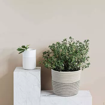 Подвесная корзина из хлопковой веревки, органайзер, современные практичные украшения, тканевый кашпо, плетеный