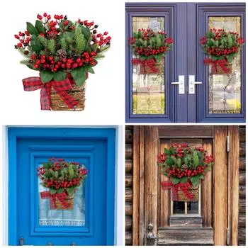 Подвесная корзина из искусственных цветов для внутреннего и наружного украшения дома, многоцелевые настенные украшения, украшение для входной двери