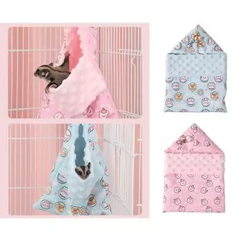 Подвесная кровать для хомяка Подвесная игрушка для кроликов Мягкая пещера Дом для хомяка для морских свинок Песчанки Коренные зубы Игрушечная кровать синий