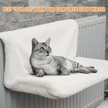 Подвесная кровать для кошек, съемное гнездо для котят с прочным металлическим каркасом, гамак для кошек, кровати для домашних животных на скамейке у радиатора, аксессуары для кошек белый