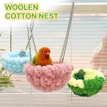 Подвесная кровать для птиц, клетка для птиц, гамак, зимнее теплое удобное гнездо для птиц, кровать для сна для попугаев, качели, клетка для попугаев, аксессуары