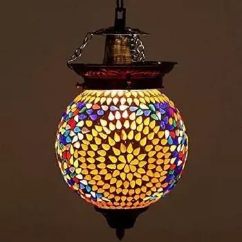 Подвесная лампа из стекла ручной работы для украшения дома, бара, ресторана, кафе (Средний, Разноцветный)