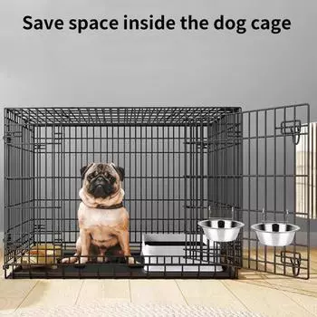 Подвесная миска для домашних животных, безопасная подвесная миска для собак из нержавеющей стали, для ящика, миска для воды без проливания, миска для кормления, миска для еды и воды S