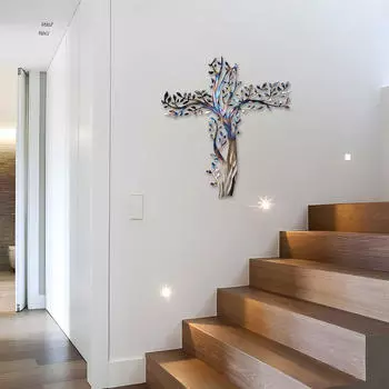 Подвесная настенная скульптура Дерево Металлическое искусство Современный сад Кухня Столовая Офис Внутренний фасад