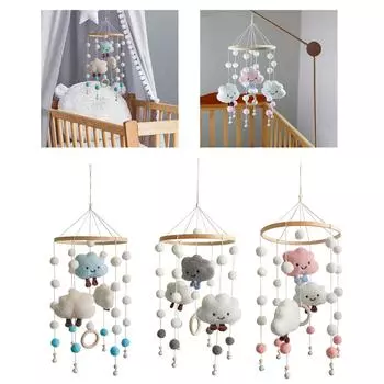 Подвесная погремушка для детской кроватки, мобильная игрушка, украшение в виде облака, аксессуары для детской коляски, вращающаяся музыкальная подвеска для новорожденных синий