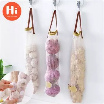Подвесная полая дышащая сетчатая сумка для хранения Кухонная многофункциональная сетчатая сумка с чесноком и имбирем