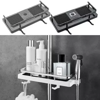 Подвесная полка для душа без сверления, полка для душа в ванной комнате, подставка для шампуня, подставка с крючками для органайзера для хранения в ванной, аксессуары
