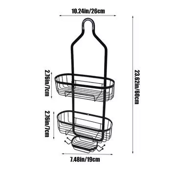 Подвесная полка для душа, из нержавеющей стали, для подвешивания над душевой лейкой, многофункциональная полка для хранения средств для ванной, мыла, полотенец, туалетных принадлежностей One Size чёрный