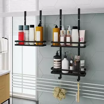 Подвесная полка для душевой кабины с крючками и присосками, нержавеющая сталь, подвесная дверь для душа, нержавеющая подвесная полка для душевой кабины