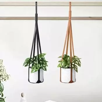 Подвесная раковина Многофункциональная регулируемая искусственная кожа Компактная подвесная корзина для растений для балкона чёрный