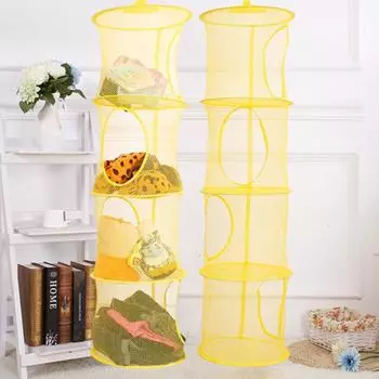 Подвесная сетка для игрушек, детская стойка, многослойная корзина, органайзер для мелочей серый