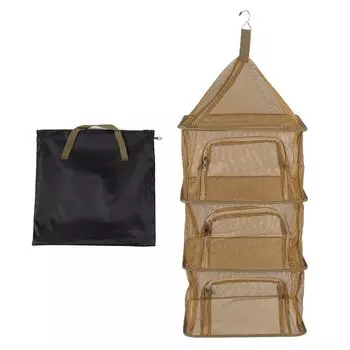 Подвесная сетка для сушки, складная, 4 слоя, портативная, многофункциональная, сетчатая сушилка для рыбы и овощей хаки