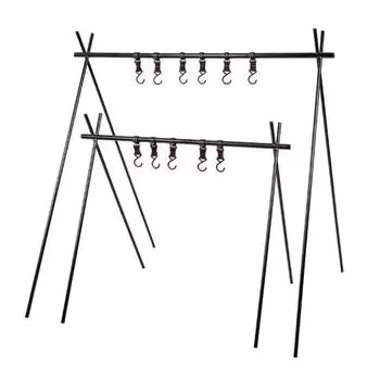 Подвесная стойка для кемпинга из алюминиевого сплава, складная треугольная стойка с крючками, многофункциональная для пикника, барбекю, пешего туризма, туризма Small
